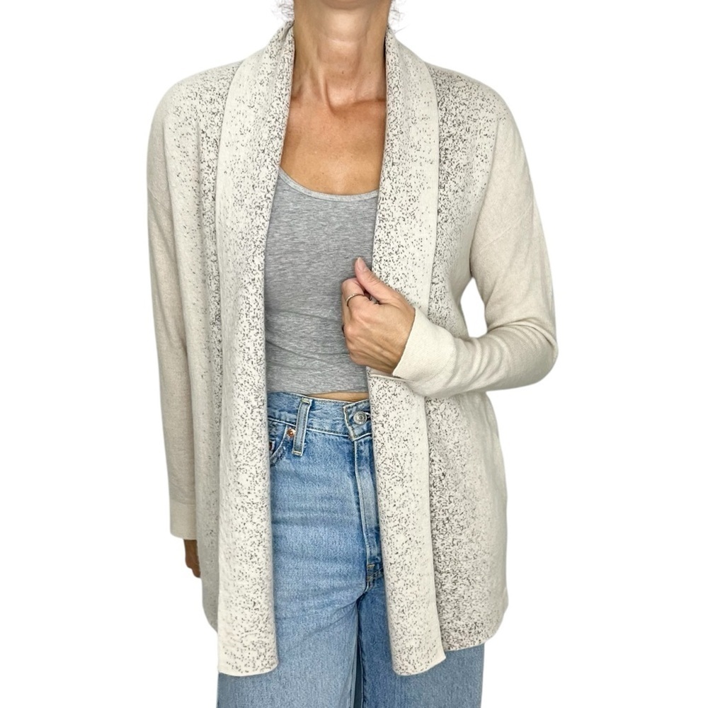 D Exterior Italy cashmere blend designer cream taupe metallic cardigan sweater S
